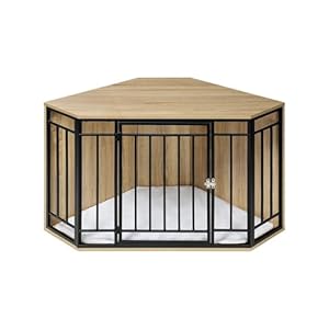 EUGAD Cage d&rsquo;Angle pour Chien, Table d&rsquo;Appoint, Niche Intérieur, Caisse pour Grand, Moyen et Petit Chien, avec Porte Verrouillable et Coussin, 111x60x67cm, 0344GL