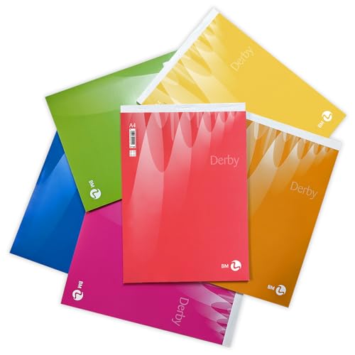 BM BeMore – Notes Derby 0100019 – Blocco Notes Punto Metallico – Formato A4 – Rigatura 5 mm - Quadretti da 5mm – Carta 60g/mq – Confezione da 10 Pezzi