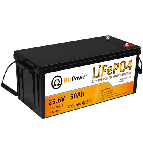 Image of 24V 50Ah LiFePO4 Battery, 2C High Discharge Rate Built-in 100A BMS, Max. 2560W Load Power,4000+ Cycles Rechargeable Battery, Perfect for Trolling motor,RV,Camper, Solar, Marine, Van, Off-Grid