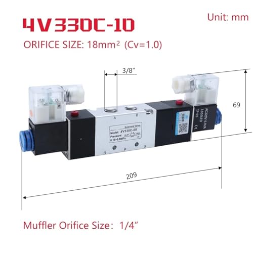 Distributeur double tête 4V230C-08 à maintien pneumatique trois positions centre fermé - 3