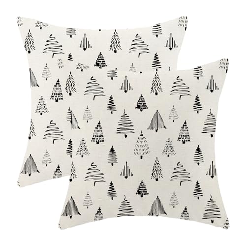 Gohdiwh Schwarz-weiße Weihnachts-Kissenbezüge, 45,7 x 45,7 cm,...