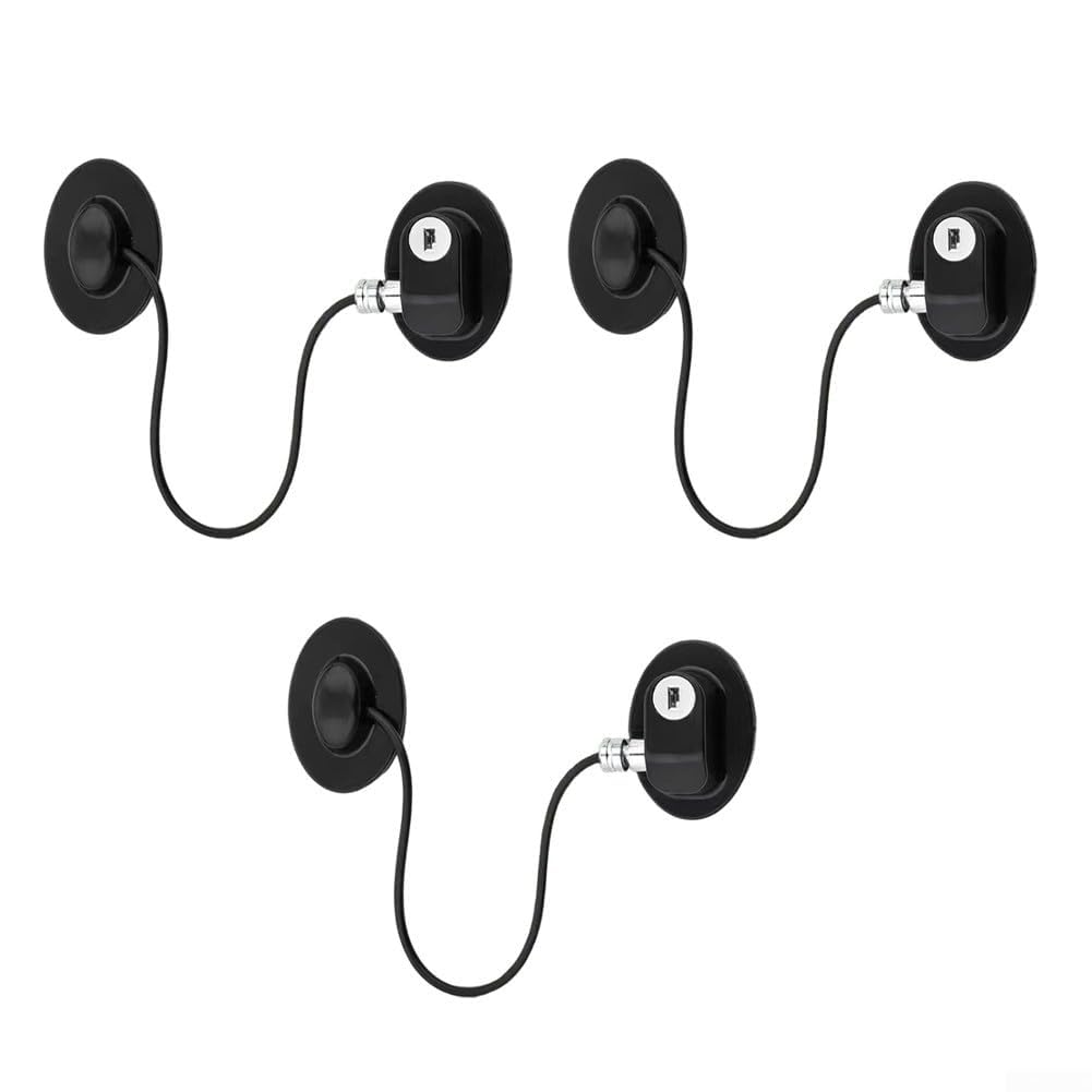 Window Restrictor Cable Lock 3-Pack Child Safety(Black)