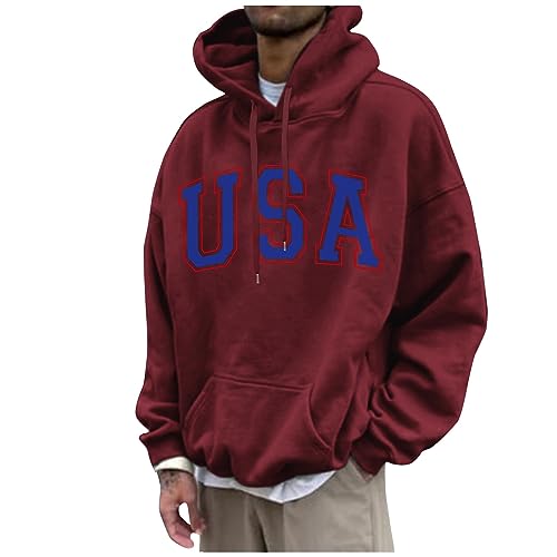 Ymosrh Men's Sweatshirt Hoodie Long Sleeve Casual Letter Print Pullover Hooded Sweatshirts Streetwear, M-6XL