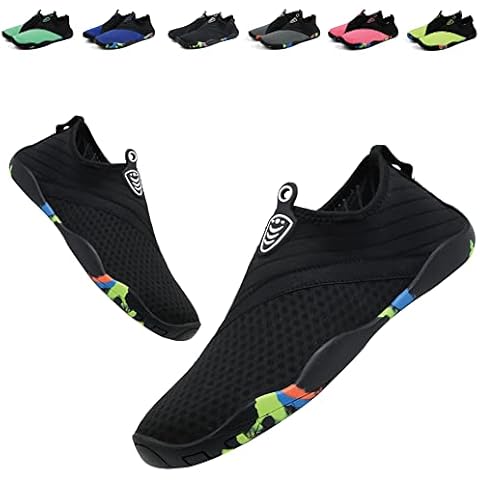 Water Shoes Women Mens Beach Shoes Lightweight Barefoot Shoes Quick Dry Aqua Shoes for Sea Swimming Black UK 9 (Size Label 43) Cover
