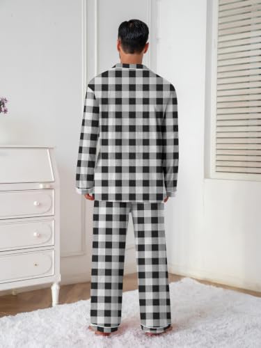 Image of QZH.DUAO Mens Pajama Set 100% Cotton Long Sleeve Button Down PJs