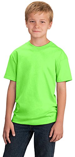 Port & Company Boys 5.4-oz 100% Cotton T-Shirt, Small, Neon Green