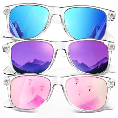 Image of KALIYADI Polarized Sunglasses for Men and Women Matte Finish Sun glasses Color Mirror Lens UV Blocking (3 Pack)