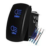 BACAUTOPARTS Blue Backlit Headlight High Low Beam Rocker Switch 7Pin ON-Off-ON DPDT Toggle Switch fo