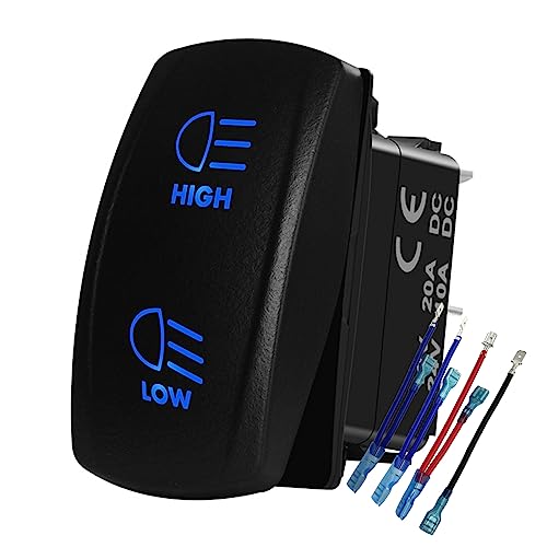 Bacautoparts Blue Backlit Headlight High Low Beam Rocker Switch 7Pin On-Off-On Dpdt Toggle Switch For Car Truck Jeep Yj Automotive Trailer Tractor Truck Utv Pickup Rzr 12V 24V #TOP6