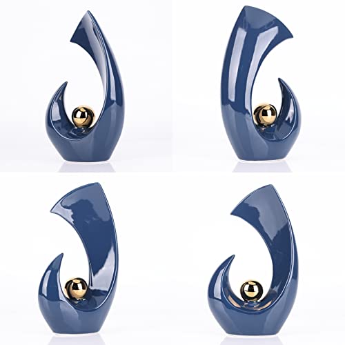 Ceramic Abstract Statue, Modern Art Ceramic Sculpture, Orange Decoration, Modern Home Decor For Dining Table, Entryway, Coffee Table, Living Room, Kitchen, Shelf Decoration Accent (Tc22058-Blue) #TOP5