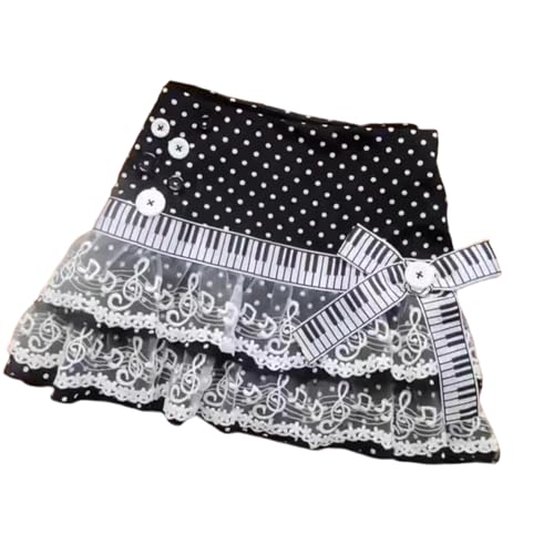 Mini jupe en dentelle plissée style piano pour femme | Taille haute à volants