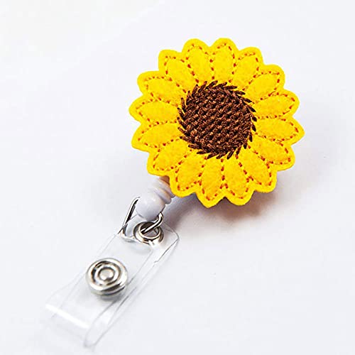 Sunflower Badge Reel Holder Clip 24in Retractable ID Badge Holder for Carrying Keys Credit Cards, Working Badges