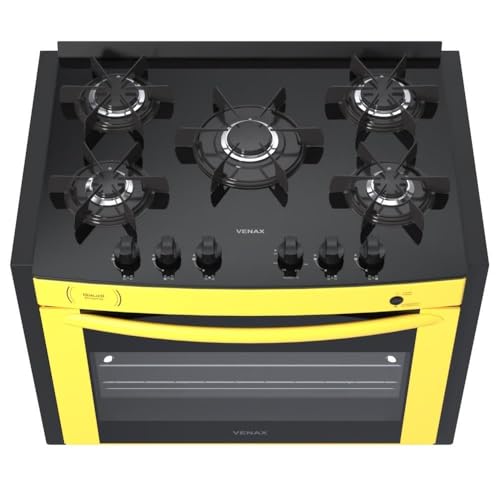 Fogao A Gas De Embutir Gaudi Prisma Vitreo Bl 5q Amarelo Gas Glp