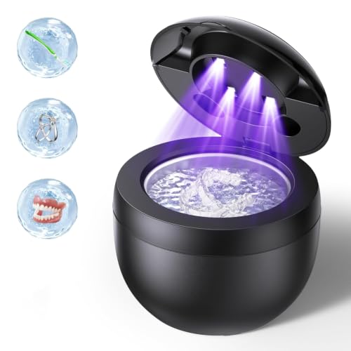 Ultrasonic Retainer Cleaner Opilea 45kHz Retainer Cleaner Machine 4 Modes Ultrasonic for Dentures Nightguards Sport Mouth Guards Braces Toothbrush Heads Jewelry