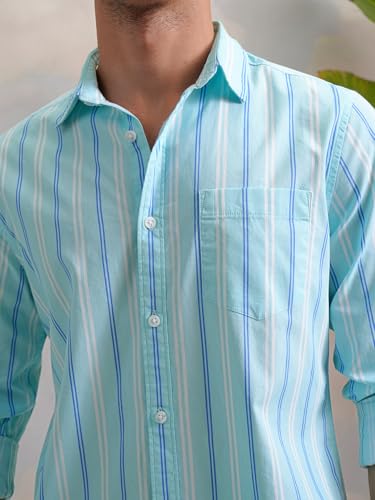 Image of Highlander Men's Slim Fit Striped Shirt | Full Sleeves | Everyday Wear Stylish Shirt for Men