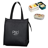 Faltbare Kühltasche, Isolierte Lunch Tasche, Picknick Kühltasche, Faltbare Picknick Handtasche, Drei Lagen dicker Stoff, Zum Tragen des Mittagessens bei der Arbeit, Schule, Picknick, Schwarz