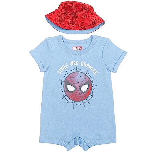 Marvel Avengers Spider-Man Newborn Baby Boys Romper And Sunhat Blue/Red 3-6 Months #TOP1