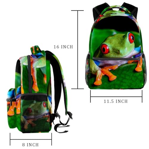 Sac à dos d'école vert grenouille original et grand format multicolore - 2