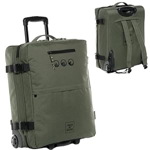 SONS OF ALOHA Kane Hybrid Backpacker-rugzak met wielen, 3-in-1, handbagage, koffer, boardbagage met wielen, 55 x 40 x 20 cm, waterafstotend gerecycled PET, olijfgroen, Small