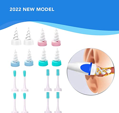 Earwax Remover Soft Silicone Ear Cleaning Tool With 16 Replacement Heads,8 Brush Head And 8 Q Grips Tips+4 Pcs Metal Ear Picker Set, Safe And Effective To Remove Ear Wax For Adults And Kids #TOP1