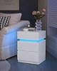 VASAGLE KAILYN Collezione - Comodino con Striscia Luminosa di Luci a LED Multicolore Variabile, 3 Cassetti, Tavolino in Stile Moderno, 35 x 40 x 55 cm, Bianco LET630T10 #1