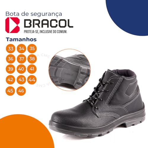 Bota Segurança Epi Usafe Modelo Uaas Bico Aço (Moderno, PRETO, BR, Adulto, Numérico, 46)