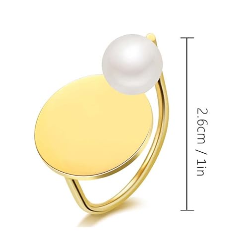 Handmade Geometric Pearl Gold Plated Statemnet Ring Minimalist For Women Engagement Ring For Girls Birthday Gift Wedding Valentine's Day (Style1) #TOP1