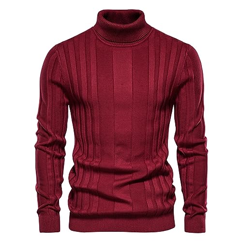 Wankang Men's Knitted Turtleneck Sweater Casual Slim Fit Stripped Pullover Sweaters Long Sleeve Ribbed Sweater for Men2