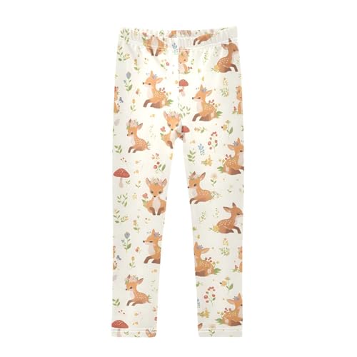 Cute Animal Deer Fox Flower Girls Leggings Soft Stretch Workout Yoga Dance Pants for Kids Casual Tights