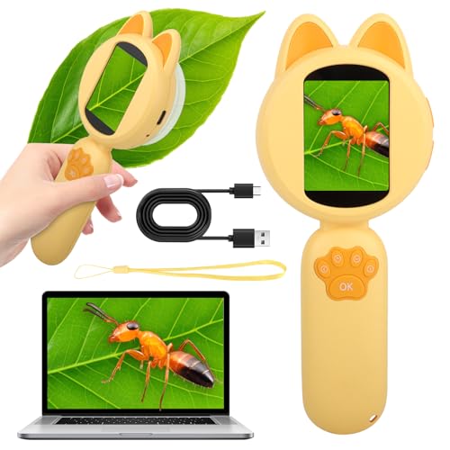 Microscopio per Bambini, Microscopio Portatile, Microscopios Digitale Bambini con Schermo IPS 2,0', 200X Microscopios...