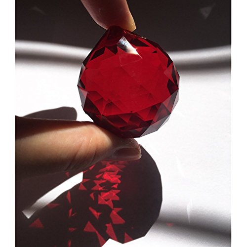 Pindia Crystal Fengshui Crystal Hanging Ball for Good Luck and Prosperity (3 cm x 3 cm x 3.5 cm, Wine)