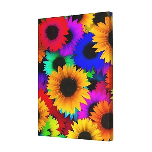 Poster tournesol arc-en-ciel sur toile 30x45cm pour salon