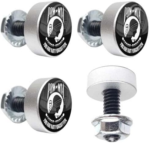 4 Motorcycle Silver License Plate Frame Fasteners Tag Bolt Screws Style-9856-5319