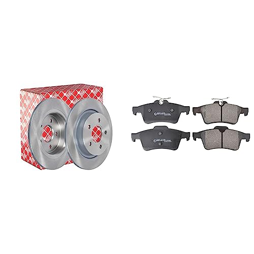 Image of febi bilstein 24620 Brake Disc Set (2 Brake Disc) rear, full, No. of Holes 5 & 16718 Brake Pad Set, pack of four