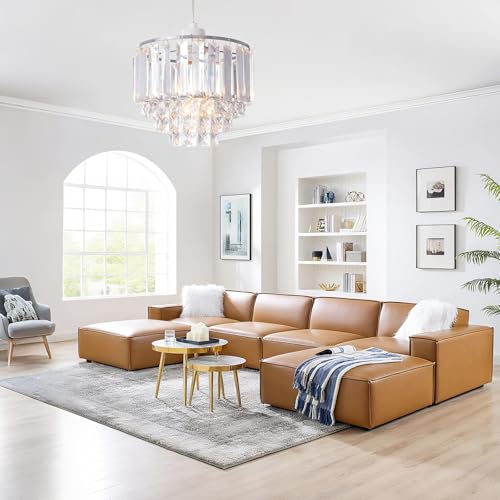 SHINY STAR Crystal Easy-fit Pendant Lampshade,Modern Chrome Frame Ceiling Lightshades,Bevelled Crystal Acrylic Oblong Rods Beads Square-Cut Droplets 4 Tiers Chandelier 907 - Image 4