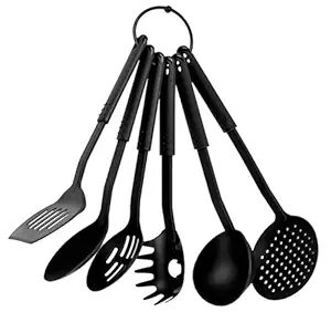 FINE DECOR 6 Pcs Nonstick Silicone Turner Spatula, Kitchen Spatula Set, Heat-Resistant Cooking & Baking Rubber Spoon Tool Sets, Dining Table Serving Tool for Food