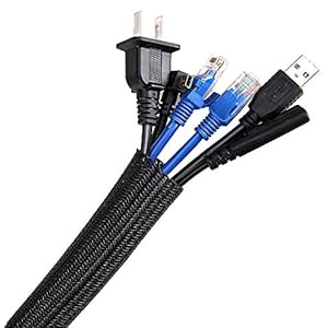 AGPTEK 3m Kabelschlauch, 12-20mm selbstschließend Kabelkanal, Flexibler gewebter Kabelmantel, Kabelmanagement für Schreibtisch, TV, Computer, PC, Kabelschutz für Hund, Katze, Schwarz