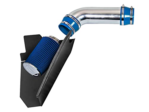 Cold Air Intake System with Heat Shield Kit + Filter Combo BLUE Compatible For 96-00 Chevy C/K 1500/2500/3500 V8 5.0L/5.7L