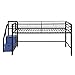 DHP Junior Twin Metal Loft Bed with Storage Steps, Multifunctional Space-Saving Solution - Black with Blue Steps
