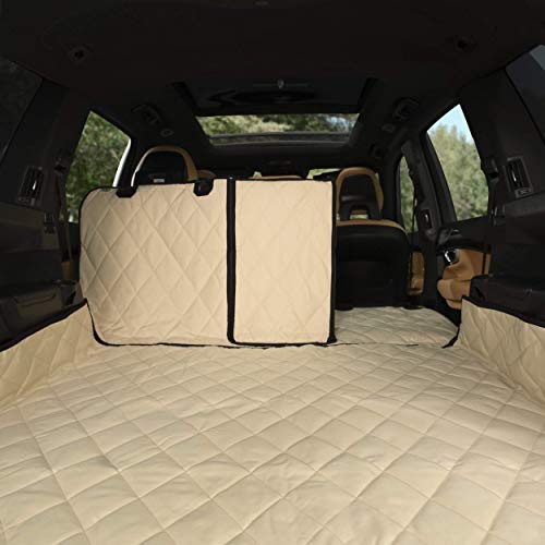 Plush Paws Products Premium Cargo Liner Protector & Bumper Flaps | Washable & Waterproof Cargo Liner Cover For Car, Truck, & Suv | Nonslip, Tear Resistant Pet Cargo Liner | X-Large Tan #TOP1