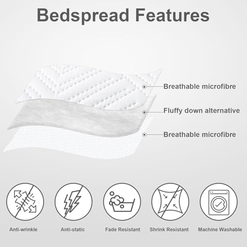 Hansleep White Quilt Queen Size - Geometric Ultrasonic All Season Bedspread Queen, Soft Lightweight Coverlet Bedding Set, 3 Piece (1 Quilt, 2 Pillow Shams) by Hansleep - Used condition - Image 3
