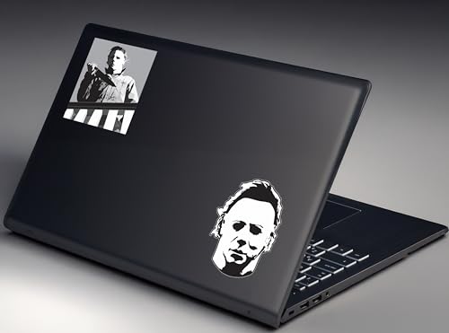 Image of Elektroplate Michael Myers Balcony Dynamic Car Decal Set of 2 | Officially Licensed Halloween, Weatherproof Automotive Grade Horror Movie Vinyl Sticker for Water Bottle, Laptop & More