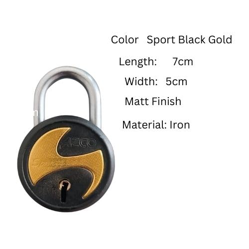 Azco Sport Black Gold Small Size 50 MM, with 6 Same Keys with 2
