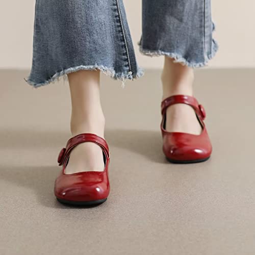 Image of LUXINYU Women's Slip on Flats,Classy Round Toe Solid Classic Mary Jane Ballet Dance Shoes Soft Comfortable PU Flat Shoes