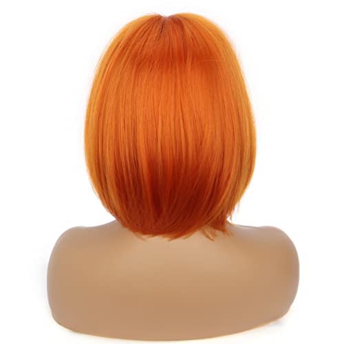 Colorfulpanda Short Auburn Bob Wigs for Women Ladies Natural Straight Wig with Fringe Bangs Heat Resistant Synthetic Hair Wig for Cosplay Party or Daily - Image 2