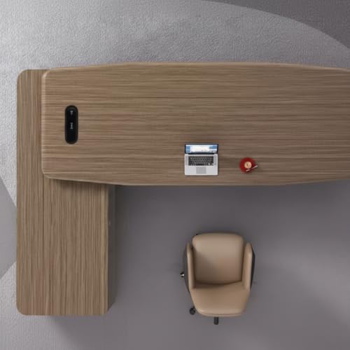 Image of Lakdi The Furniture Co Luxury Modern Executive Director Table with Curved Base, Integrated Side Storage & Wooden Top - Premium Office Furniture - LDL-772