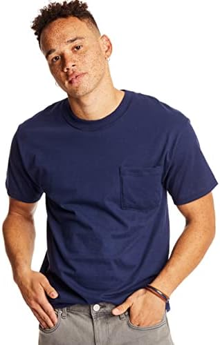 Hanes Men’s Heavyweight Pocket T-Shirt, Beefy-T Full-Cut Cotton Pocket Tee for Men, Crewneck T-Shirt For Men, 1 or 2 Pack