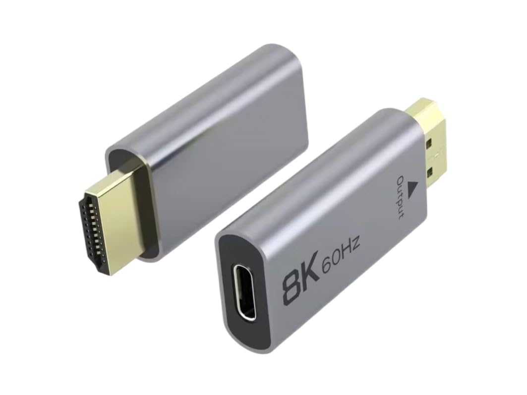 PremiumCord Adattatore da USB-C a HDMI 8K F/M, HDMI 2.1, UHD 8K 4320p 60Hz, 4K 2160p 144Hz, HDR10+, HDCP 2.3, 48 Gbps, Alloggiamento In Alluminio, Grigio Siderale