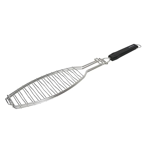 SANTOS XL Fischbräter 61,5cm - Edelstahl Fisch-Grillkorb - Fischhalter mit Hitzeschutzgriff - für Fische bis zu 33cm - Spülmaschinenfest - Fischgrillzange - optimale Grillergebnisse SANTOS XL Fischbräter 61,5cm - Edelstahl Fisch-Grillkorb - Fischhalter mit Hitzeschutzgriff - für Fische bis zu 33cm - Spülmaschinenfest - Fischgrillzange - optimale Grillergebnisse