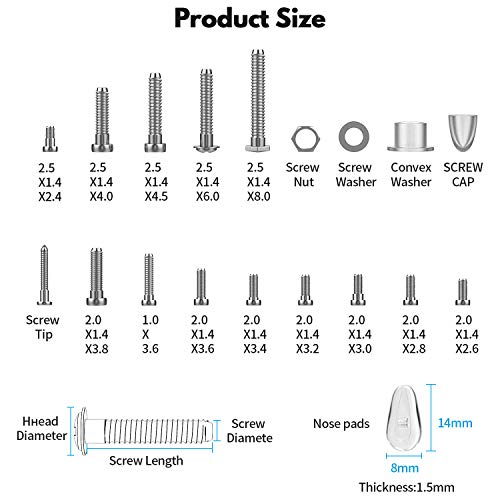 Eyeglass Repair Kit, redting Sunglasses Repair Kit with 1110pcs Eyeglass Screws Include 5Pairs Nose Pads, Precision Screwdriver Set and Tweezers for Eyeglasses,Watch Repair of various gadgets (Orange)